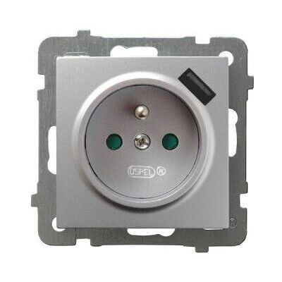Ospel GP-1GZPUSB/m/18 - Enchufe con USB - Plata Ospel GP-1GZPUSB/m/18 - Enchufe con USB - Plata