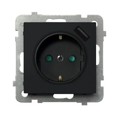 Ospel GP-1RSPUSB Modelo - Enchufe simple con USB y Schuko - Negro Ospel GP-1RSPUSB Modelo - Enchufe simple con USB y Schuko - Negro