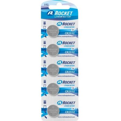 Batteria al litio ROCKET CR2032 - 3V - Confezione da 5 Batteria al litio ROCKET CR2032 - 3V - Confezione da 5