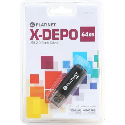 Clé USB Platinet PMFE64 - USB 2.0 Noir 64GB - Publicité Clé USB Platinet PMFE64 - USB 2.0 Noir 64GB - Publicité