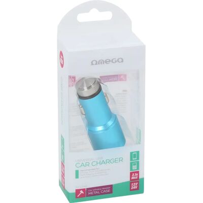 Încărcător auto Omega OUCC2MBL - Dublu USB, 2.1A, Albastru Încărcător auto Omega OUCC2MBL - Dublu USB, 2.1A, Albastru