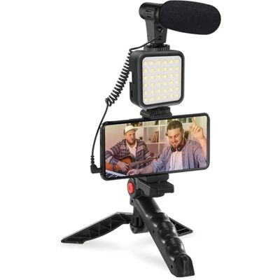Platinet Vlogging Kit - Mikrofon, Licht, Handyhalterung, Stativ - Videozubehör Platinet Vlogging Kit - Mikrofon, Licht, Handyhalterung, Stativ - Videozubehör