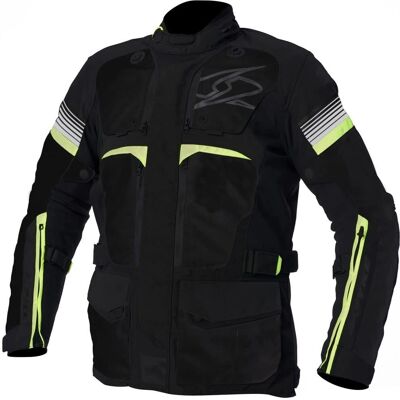 Giacca Moto Spyke - Nero Giallo Fluorescente - Impermeabile 15k - Protezioni CE Giacca Moto Spyke - Nero Giallo Fluorescente - Impermeabile 15k - Protezioni CE