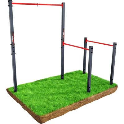 Barre de traction extérieure avec stations de dips - Équipement de gym - Publicité Barre de traction extérieure avec stations de dips - Équipement de gym - Publicité