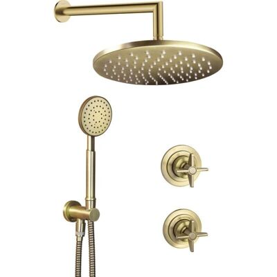 Deante Temisto Brushed Gold Dusch-Set - Komplett mit Mischer Deante Temisto Brushed Gold Dusch-Set - Komplett mit Mischer