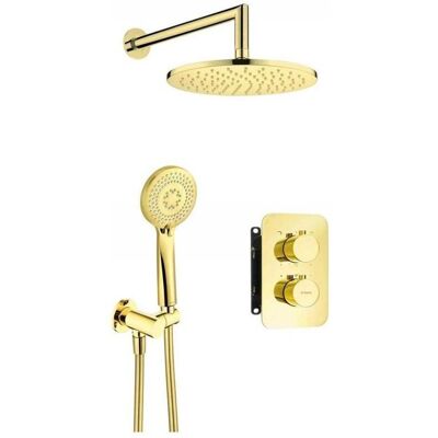 Conjunto de ducha empotrado Deante en oro con caja termostática - Conjunto de ducha Conjunto de ducha empotrado Deante en oro con caja termostática - Conjunto de ducha