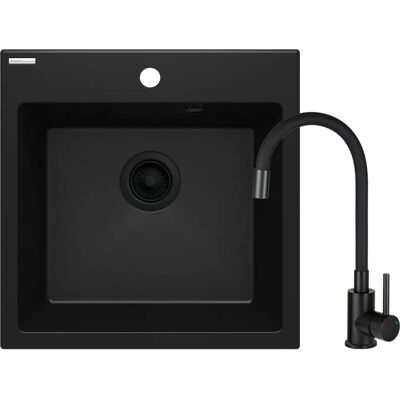 Deante Granitspüle - 50x50cm, Schwarz, 1-Becken Deante Granitspüle - 50x50cm, Schwarz, 1-Becken