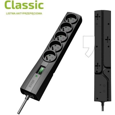 Multiprise de protection contre les surtensions Ever Classic T/Lz09-Cla050/0000 - Noir - Publicité Multiprise de protection contre les surtensions Ever Classic T/Lz09-Cla050/0000 - Noir - Publicité
