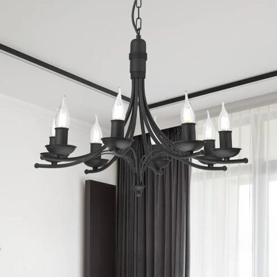 Lamkur Modell 44125 Schwarze 8-Flammiger Hängeleuchte - Deckenleuchte Lamkur Modell 44125 Schwarze 8-Flammiger Hängeleuchte - Deckenleuchte