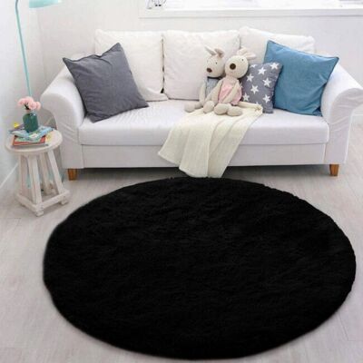 Strado runder Shaggy-Teppich - 90x90cm Schwarz Strado runder Shaggy-Teppich - 90x90cm Schwarz
