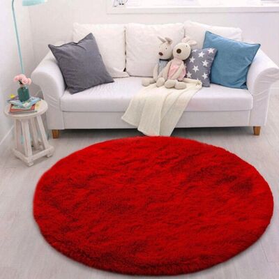 Tapis rond Strado 100x100cm - Shaggy, Rouge, Antidérapant - Publicité Tapis rond Strado 100x100cm - Shaggy, Rouge, Antidérapant - Publicité
