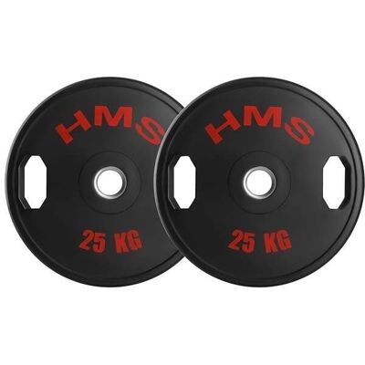 HMS TOG25 Olympische Gewichtsscheiben - 2 x 25 kg, Gummibeschichtet, Stabil HMS TOG25 Olympische Gewichtsscheiben - 2 x 25 kg, Gummibeschichtet, Stabil