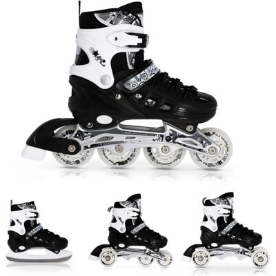 Nils Extreme NH10905 4-in-1 Inline Skates - Zwart - Sportuitrusting Nils Extreme NH10905 4-in-1 Inline Skates - Zwart - Sportuitrusting