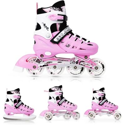 Nils Extreme Rose Combo 4-en-1 Patins - Rollers - Publicité Nils Extreme Rose Combo 4-en-1 Patins - Rollers - Publicité