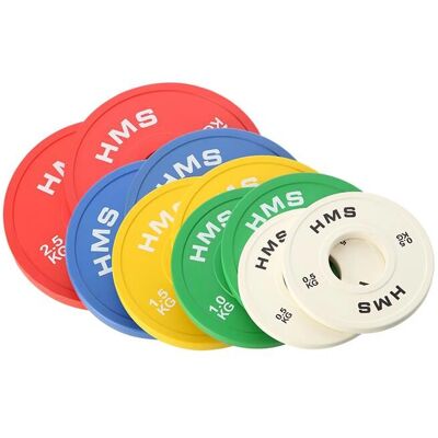 Set di Piastre Olimpiche HMS - 15kg, Ricoperte di Gomma, Codificate a Colore Set di Piastre Olimpiche HMS - 15kg, Ricoperte di Gomma, Codificate a Colore