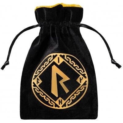Q Workshop Runic Schwarz & Gold Velours Würfeltasche - Brettspielzubehör Q Workshop Runic Schwarz & Gold Velours Würfeltasche - Brettspielzubehör