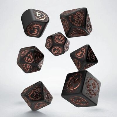 Ensemble de Dés Dragon - Noir et Cuivre - Dés de Jeu de Rôle - Publicité Ensemble de Dés Dragon - Noir et Cuivre - Dés de Jeu de Rôle - Publicité