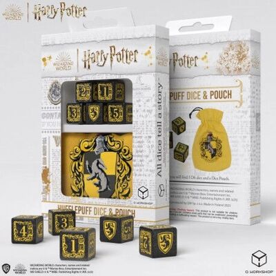 Q Workshop Hufflepuff Dice & Pouch - Role Playing Game Dice Q Workshop Hufflepuff Dice & Pouch - Role Playing Game Dice