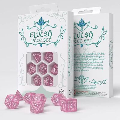 Q Workshop Sprankelend Roze-Wit Elf Dobbelstenen Set - Rollenspellen Dobbelen Q Workshop Sprankelend Roze-Wit Elf Dobbelstenen Set - Rollenspellen Dobbelen