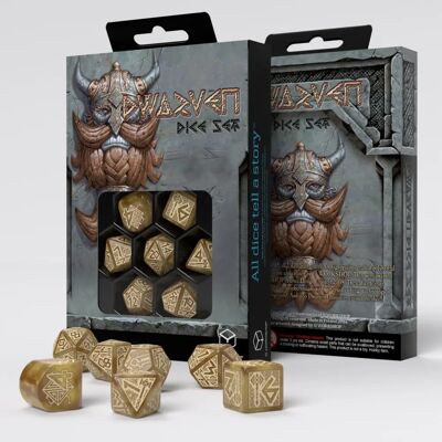 Q Workshop Dwarven Dice Set - Gold (7) - Role playing game dice Q Workshop Dwarven Dice Set - Gold (7) - Role playing game dice