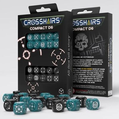 Q Workshop Crosshairs Compact D6 - Stormy & Black - Role playing game dice Q Workshop Crosshairs Compact D6 - Stormy & Black - Role playing game dice