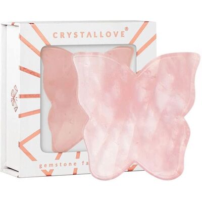 CRYSTALLOVE Kwarc Różowy Motyl Masaż Twarzy Gua Sha - Płyta Twarzy CRYSTALLOVE Kwarc Różowy Motyl Masaż Twarzy Gua Sha - Płyta Twarzy