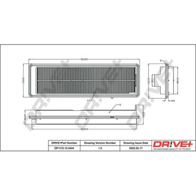 Honda DFA0444 Luftfilter - Einsatz, 362x117x43 mm Honda DFA0444 Luftfilter - Einsatz, 362x117x43 mm