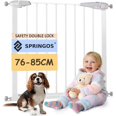 Springos Bezpečnostní brána pro děti - Nastavitelná 76-85cm, Bílá - Bezpečná & Spolehlivá Springos Bezpečnostní brána pro děti - Nastavitelná 76-85cm, Bílá - Bezpečná & Spolehlivá