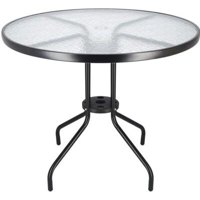 Mesa de jardín Springos - Redonda en vidrio templado - Negro - 90cm Mesa de jardín Springos - Redonda en vidrio templado - Negro - 90cm