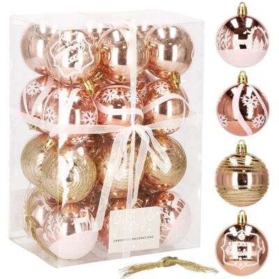 Springos Pink Gold 24 Weihnachtskugeln - Christbaumschmuck Springos Pink Gold 24 Weihnachtskugeln - Christbaumschmuck