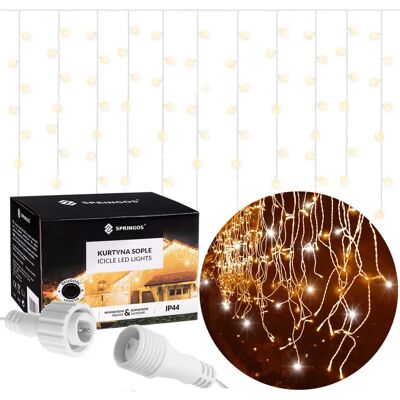 Światła LED Springos na Kurtynę - 20m, Ciepły/Zimny Biały, IP44 Światła LED Springos na Kurtynę - 20m, Ciepły/Zimny Biały, IP44