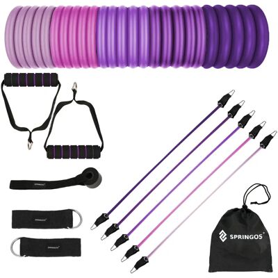 Sada odporových pásů Springos - Fialová - 4,5-22,7kg - Fitness vybavení Sada odporových pásů Springos - Fialová - 4,5-22,7kg - Fitness vybavení
