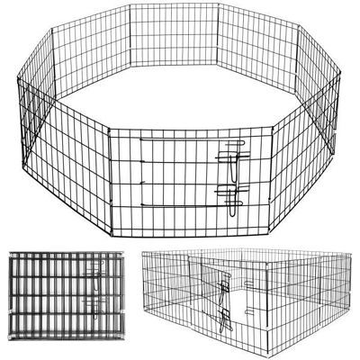 Springos Czarna Metalowa Składana Klatka dla Psów - 8 Paneli - 155cm Średnica Springos Czarna Metalowa Składana Klatka dla Psów - 8 Paneli - 155cm Średnica