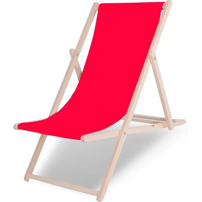Transat en Bois Springos - Réglable en 3 Positions - 120kg Max - Rouge - Publicité Transat en Bois Springos - Réglable en 3 Positions - 120kg Max - Rouge - Publicité