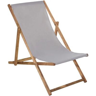 Transat de jardin Springos - Bain de soleil en bois pliable - Gris - Publicité Transat de jardin Springos - Bain de soleil en bois pliable - Gris - Publicité