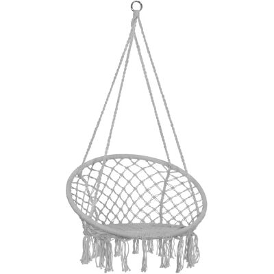 Fotel wiszący z makramé Springos szary/żółty - 150kg Fotel wiszący z makramé Springos szary/żółty - 150kg