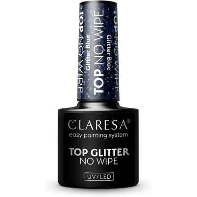Claresa UV/LED Top Glitter No Wipe gel top coat glittering shade Glitter Blue 5 g Claresa UV/LED Top Glitter No Wipe gel top coat glittering shade Glitter Blue 5 g