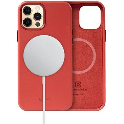 Coque en Cuir Essentielle Crong - iPhone 12 Pro Max MagSafe Rouge - Publicité Coque en Cuir Essentielle Crong - iPhone 12 Pro Max MagSafe Rouge - Publicité