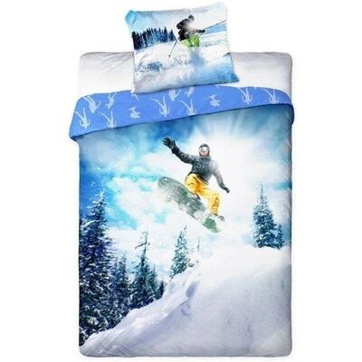 FARO - Snowboard - White-Blue - 160x200 - Zestaw pościeli FARO - Snowboard - White-Blue - 160x200 - Zestaw pościeli