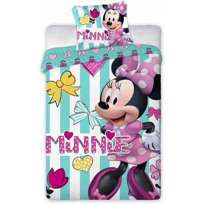 Disney Minnie Mouse peuterdekbedovertrek - Katoen - Groen/Wit Disney Minnie Mouse peuterdekbedovertrek - Katoen - Groen/Wit