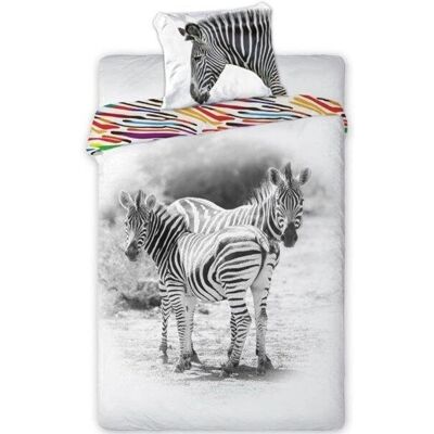 Animal Pictures Zebra - Eenpersoons Dekbedovertrek - 140x200cm - Zwart/Wit Animal Pictures Zebra - Eenpersoons Dekbedovertrek - 140x200cm - Zwart/Wit