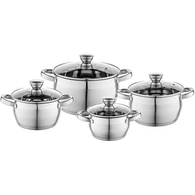 Set de Casseroles Florina Oliver en Acier Inoxydable - 8 pièces - Publicité Set de Casseroles Florina Oliver en Acier Inoxydable - 8 pièces - Publicité