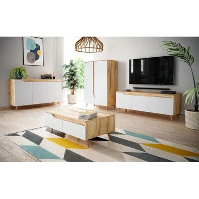 Calicosy Hochscandinavische Credenza - Holz & Schwarz Design Calicosy Hochscandinavische Credenza - Holz & Schwarz Design