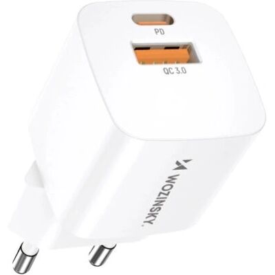 Wozinsky CMWCW 20W USB-C / USB-A Wandladegerät - Weiß Wozinsky CMWCW 20W USB-C / USB-A Wandladegerät - Weiß