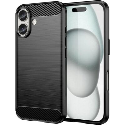 Custodia Carbon Hurtel per iPhone 16 - Nero Custodia Carbon Hurtel per iPhone 16 - Nero