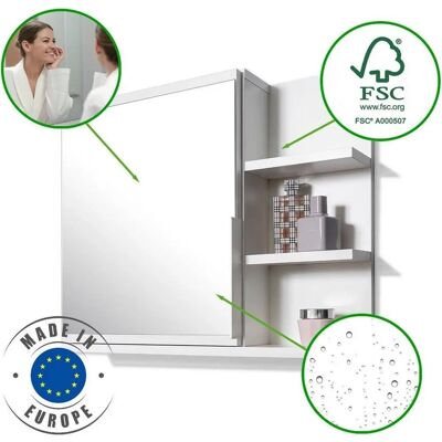 Domtech Biały szafka łazienkowa z lustrem - 3 półki - 60cm Domtech Biały szafka łazienkowa z lustrem - 3 półki - 60cm