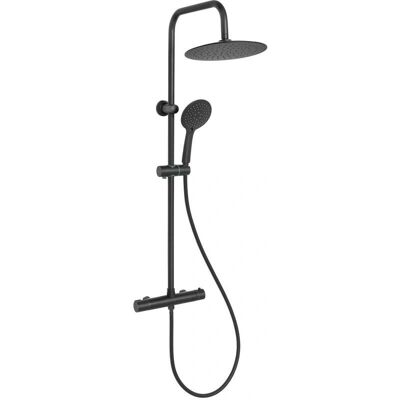 Invena Rund Regenfall Schwarze Messing Duschsäule Wandmontiert Thermostatmischer Invena Rund Regenfall Schwarze Messing Duschsäule Wandmontiert Thermostatmischer