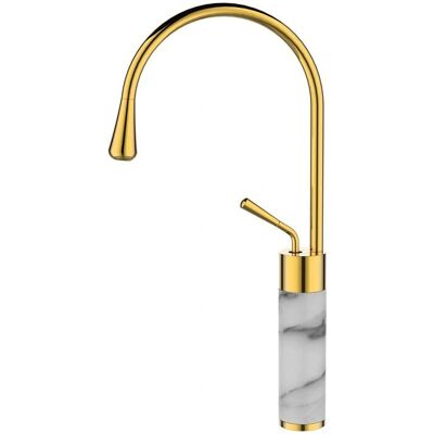 Grifo de Cocina INVENA en Mármol Dourado/Blanco con Mezclador de Pie Grifo de Cocina INVENA en Mármol Dourado/Blanco con Mezclador de Pie