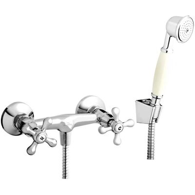 Invena Mêlangeur de Douche à Tête Croisée Traditionnel Monté Mur - Chrome - Publicité Invena Mêlangeur de Douche à Tête Croisée Traditionnel Monté Mur - Chrome - Publicité