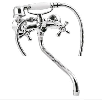 Invena Cabeza de Grifo en Forma de 'S' Muy Larga, Cromada, para Grifo de Llenado de Bañera con Ducha, Montado en Pared Invena Cabeza de Grifo en Forma de 'S' Muy Larga, Cromada, para Grifo de Llenado de Bañera con Ducha, Montado en Pared